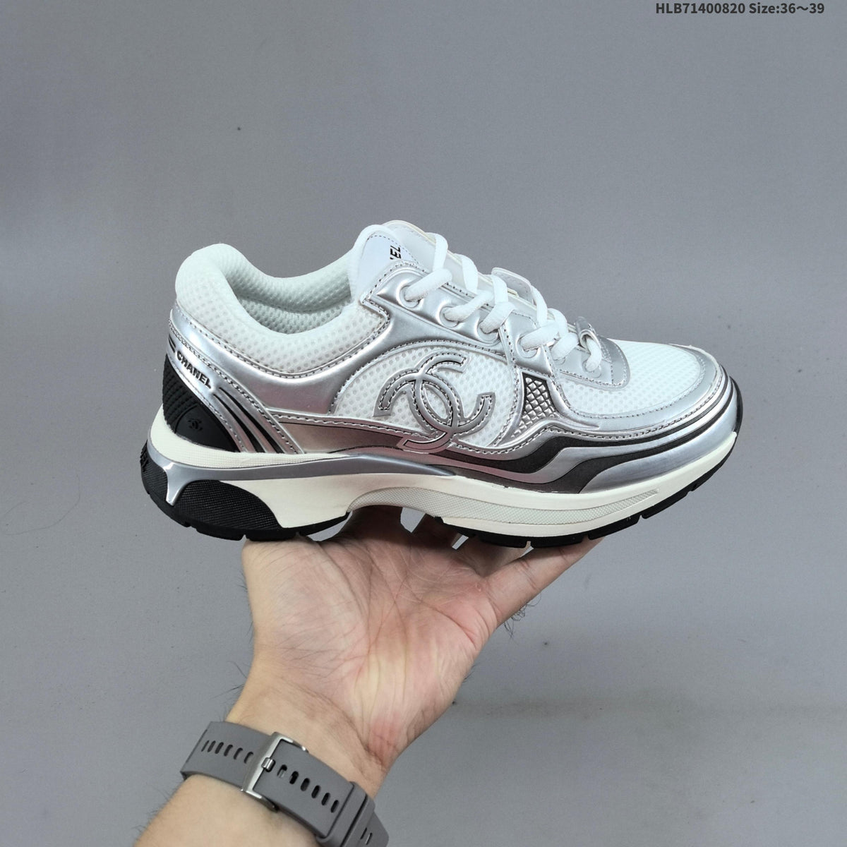 CHANEL 23C Low-Top Sneakers with Mesh Panels