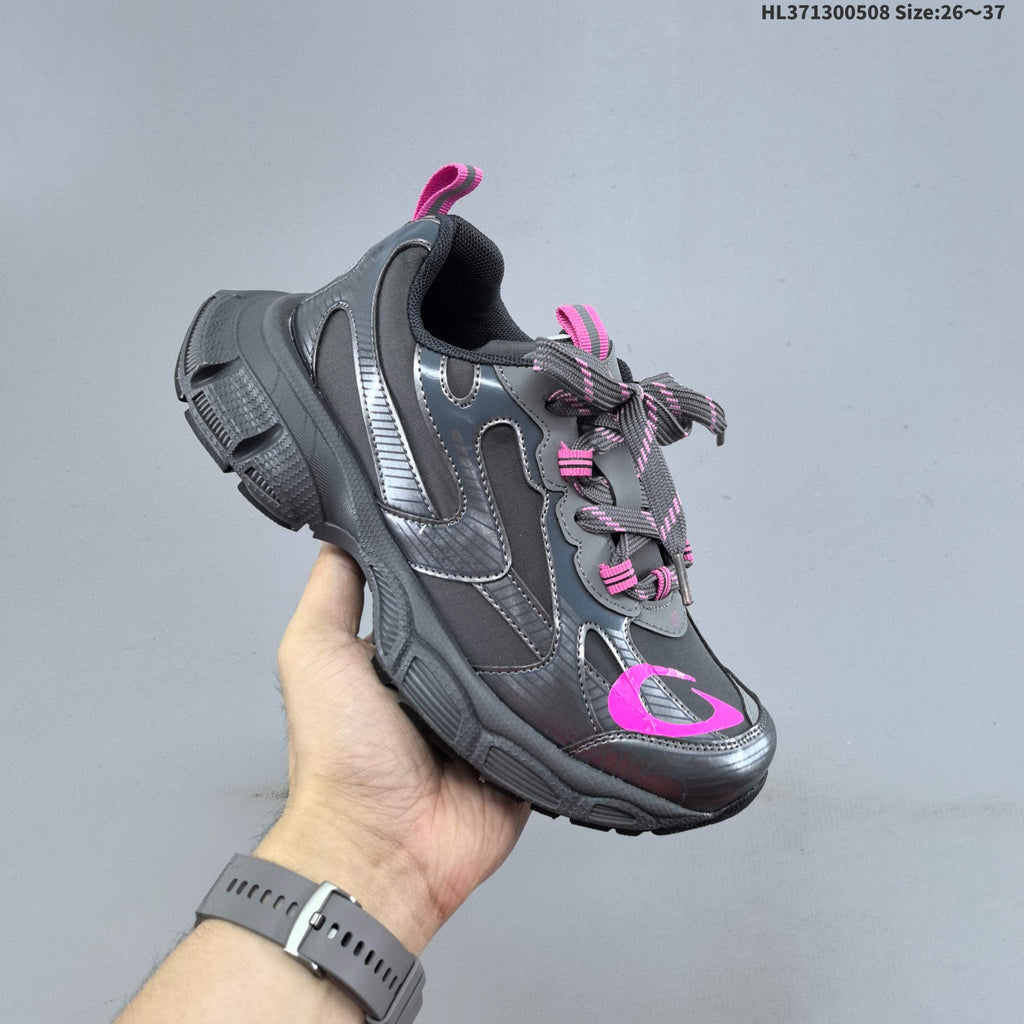 Balenciaga Kids Chunky Lace-Up Sneakers, Silver and Charcoal