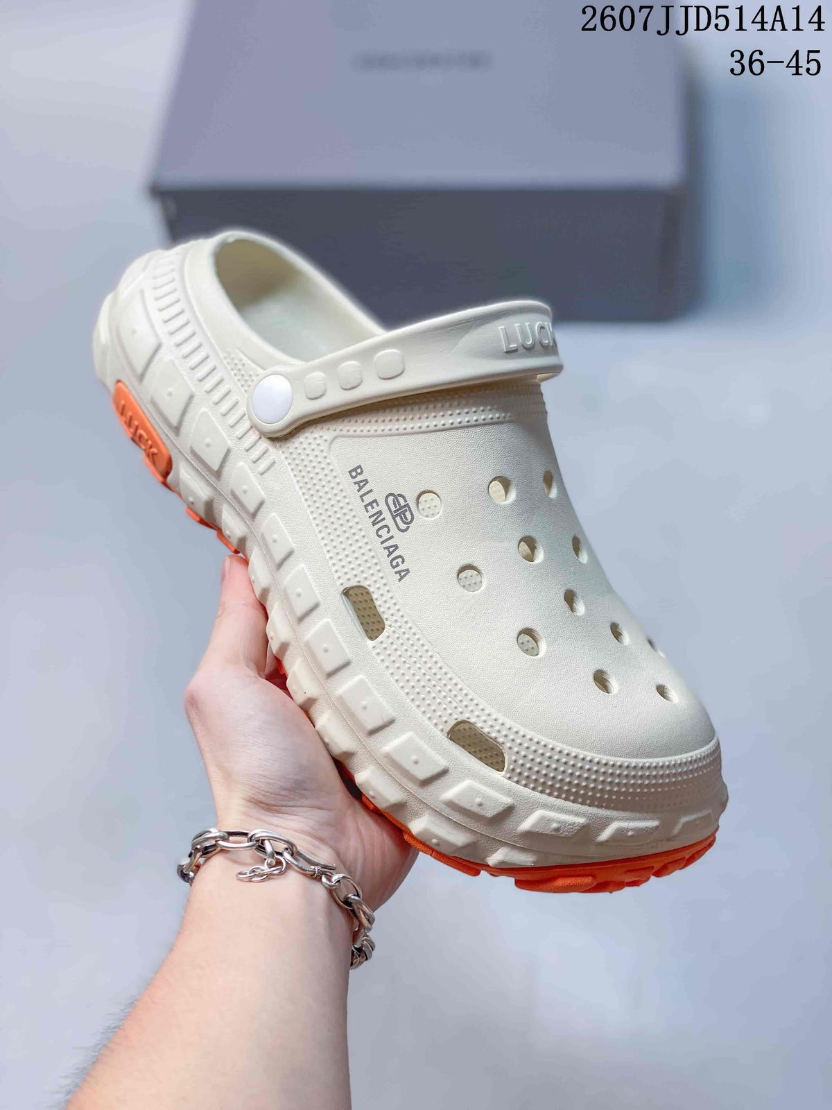 Balenciaga Tire Clog Sandals Off-White Orange 2607JJD514A14