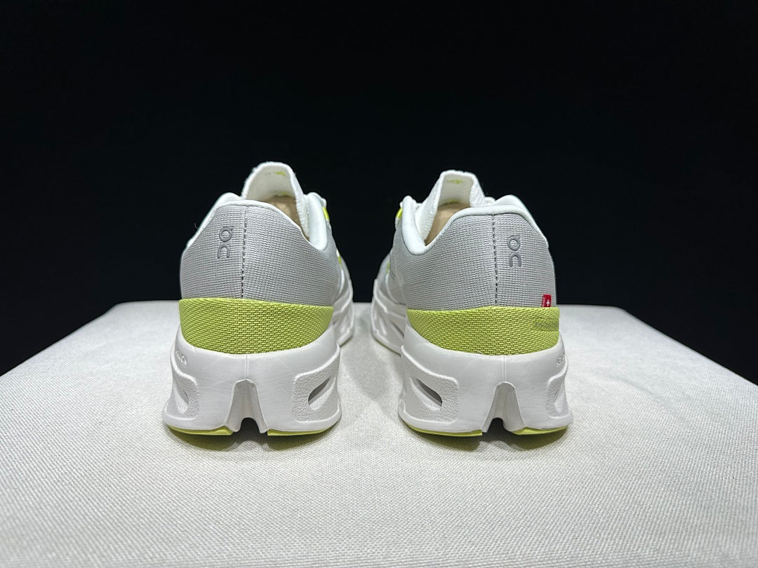 On Cloudeclipse White Green Running Sneakers