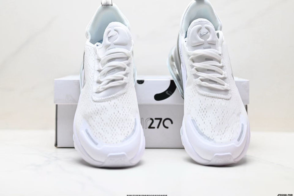 Nike Air Max 270 White and Metallic Silver Sneakers