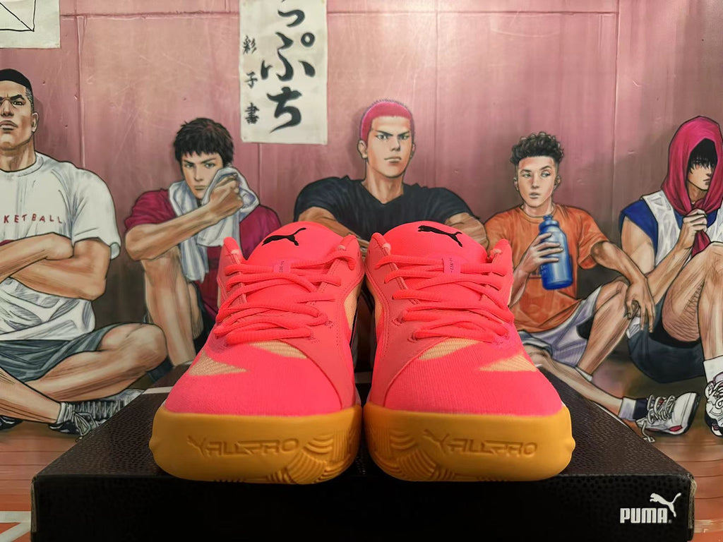 PUMA All-Pro Basketball Shoes, Pink and Gold