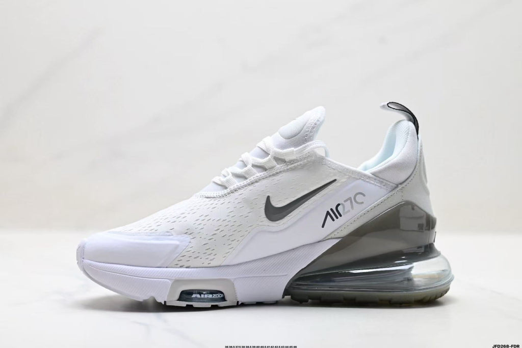Nike Air Max 270 White and Metallic Silver Sneakers