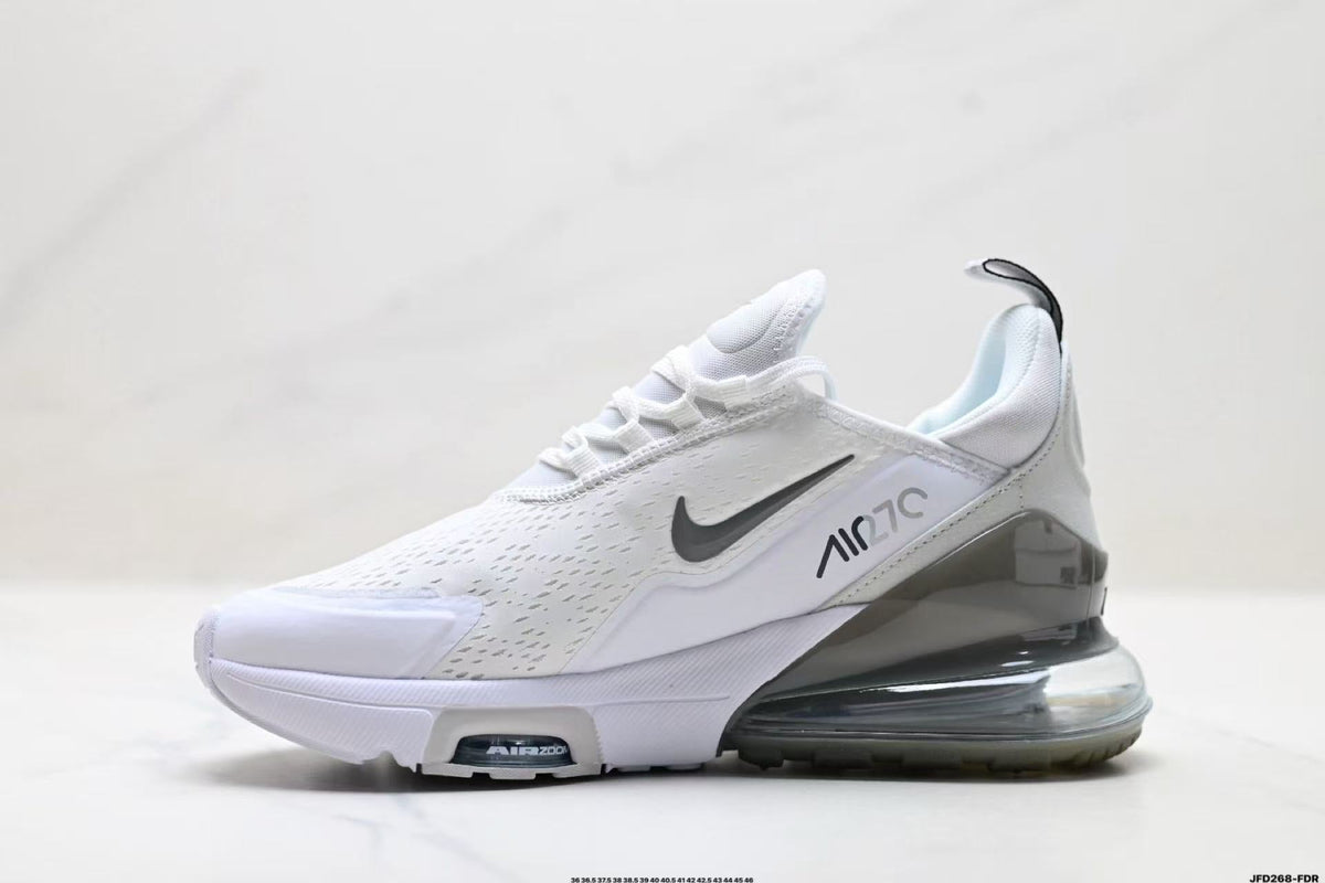 Nike Air Max 270 White and Metallic Silver Sneakers