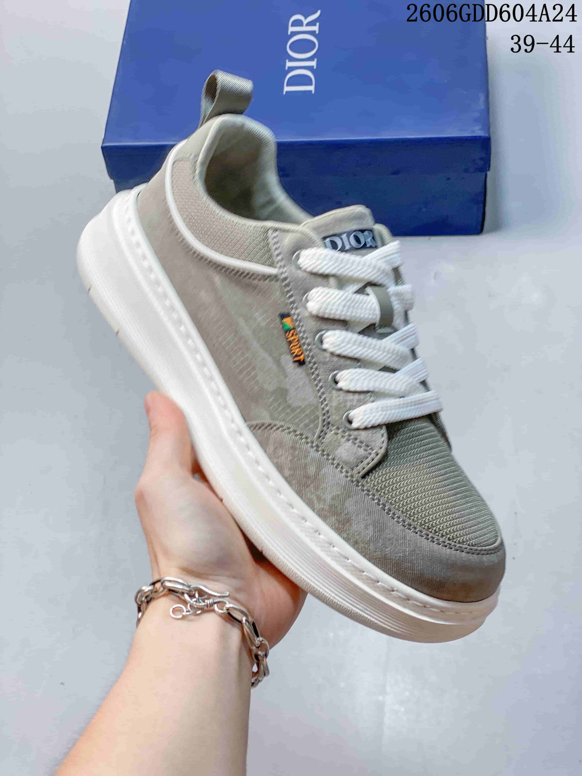 Dior Casual Lace-Up Sneakers in Gray Green