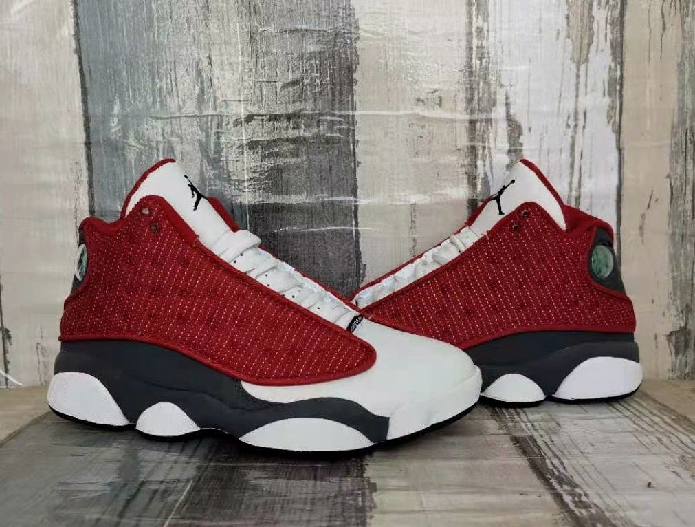Jordan 13 White, Grey and Red Men's Sneakers