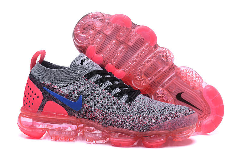Nike Air VaporMax Flyknit 2 Grey and Bright Crimson Sneakers