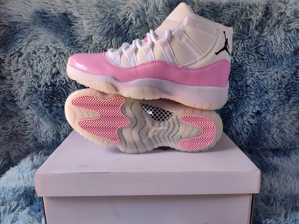 Jordan 11 Retro Pink and White High-Top Sneakers