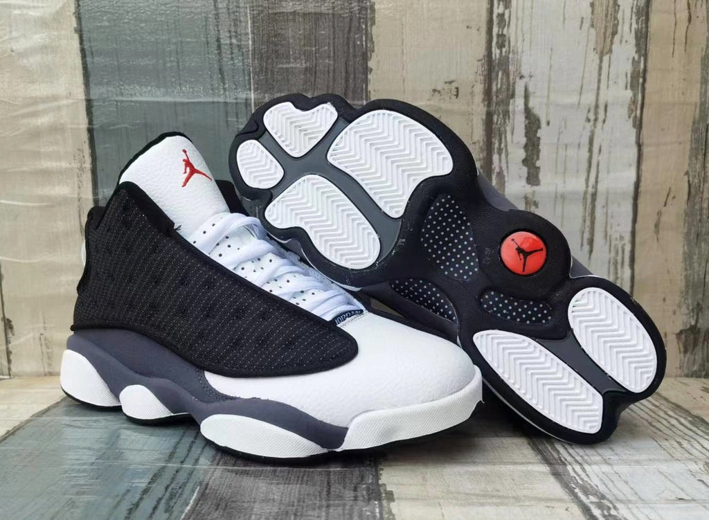 Jordan 13 White, Black and Grey Sneakers