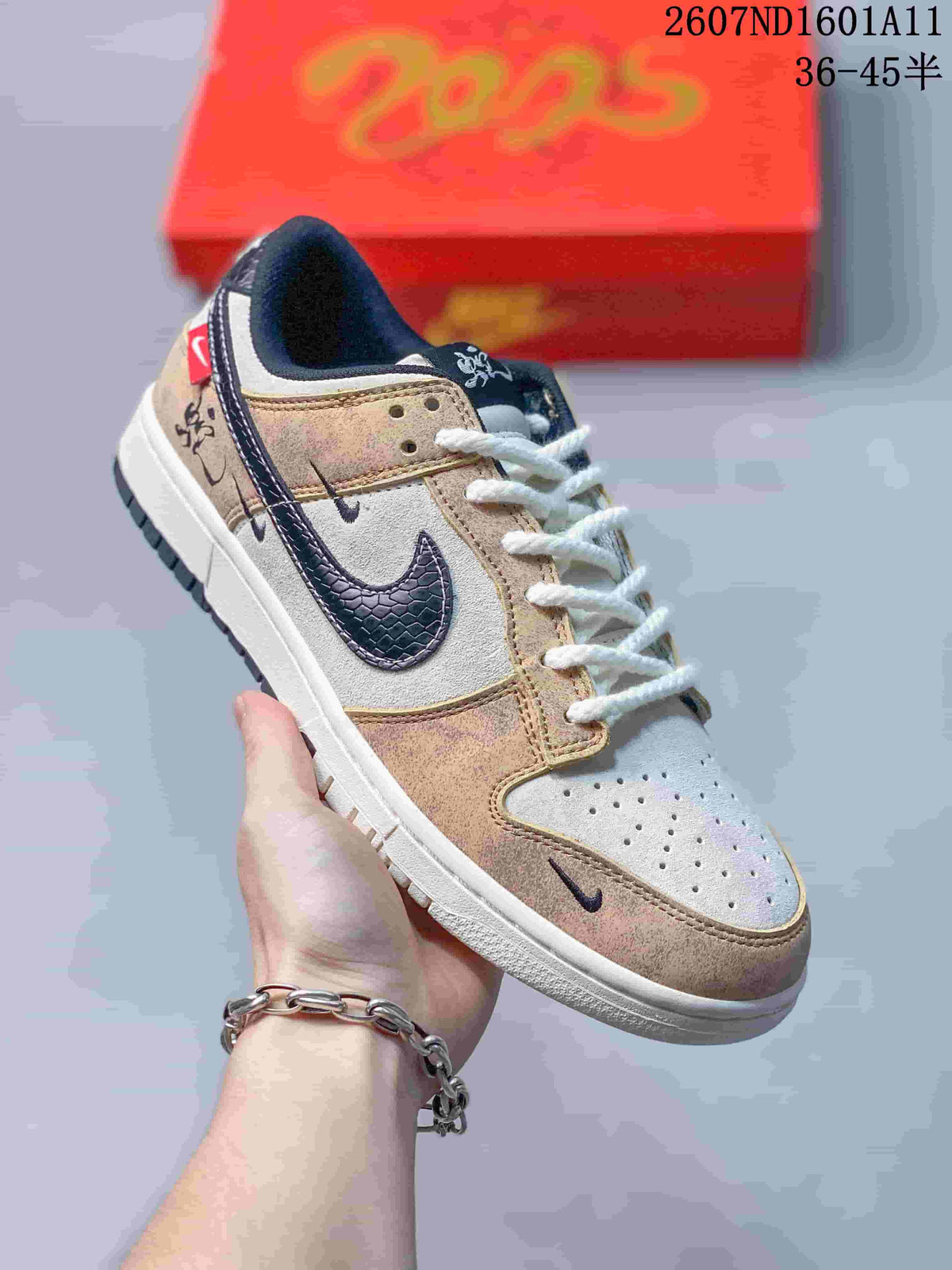 Nike SB Dunk Low Off-White Tan White Navy Sneakers