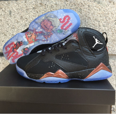 Air Jordan 7 Black and Copper High-Top Sneakers
