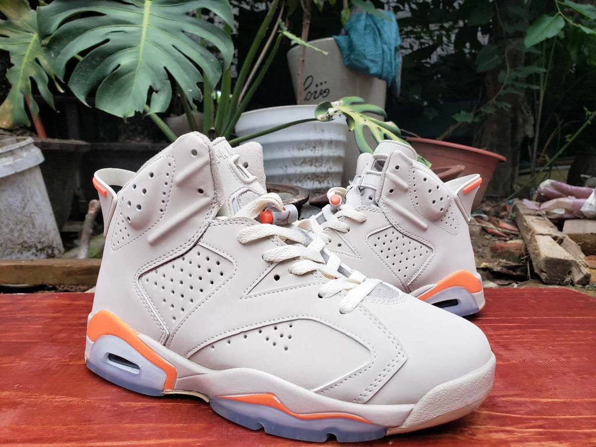 Jordan 6 High-Top Sneakers in Grey and Orange