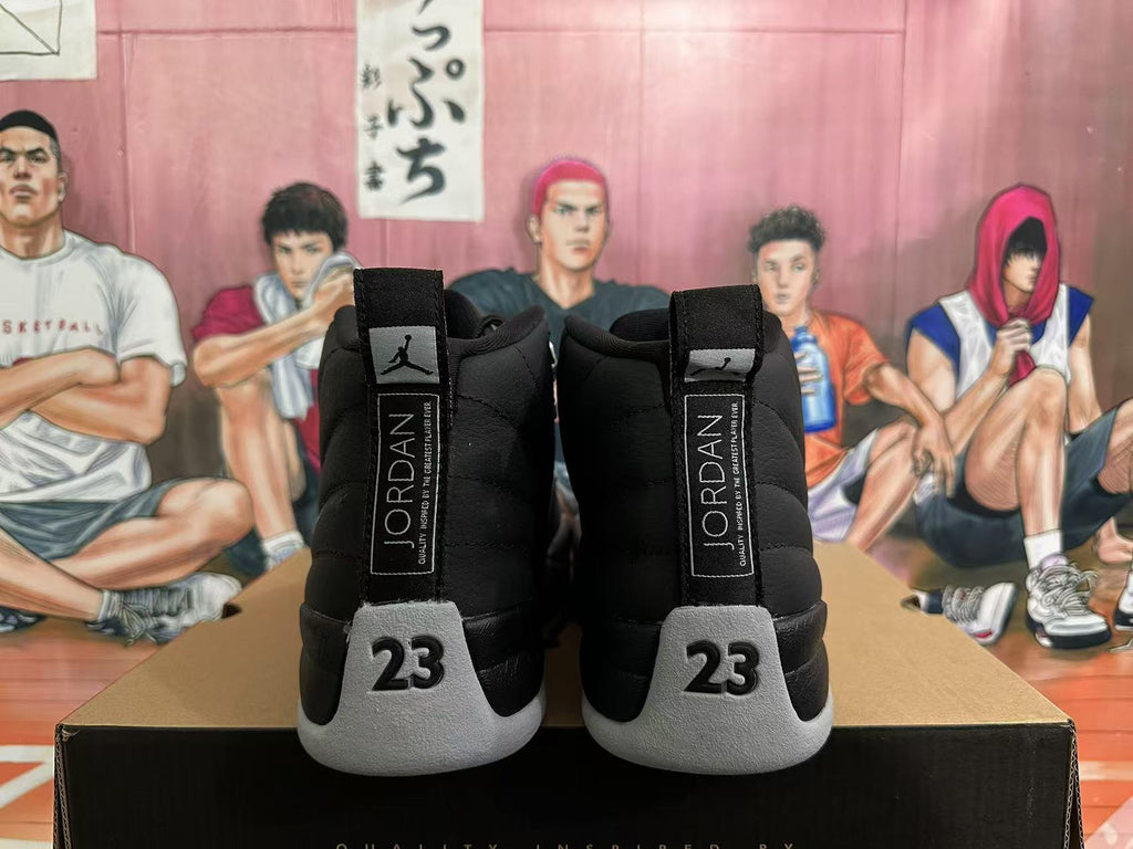 Jordan 12 Black and Grey High-Top Sneakers