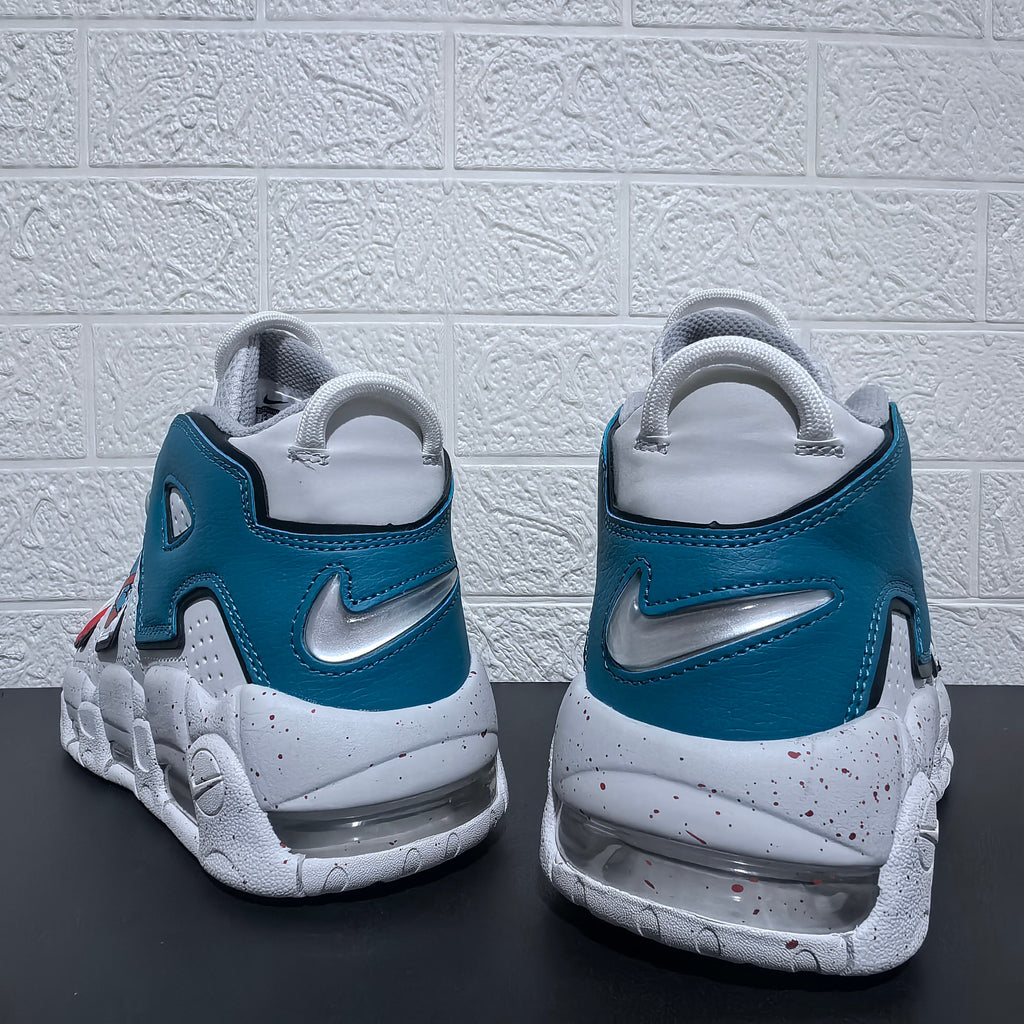 Nike Air More Uptempo Cartoon Bear Sneakers, White Blue Red