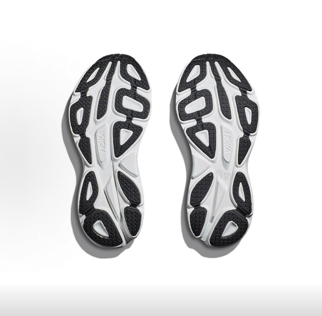 HOKA Bondi 8 White and Black Running Shoes