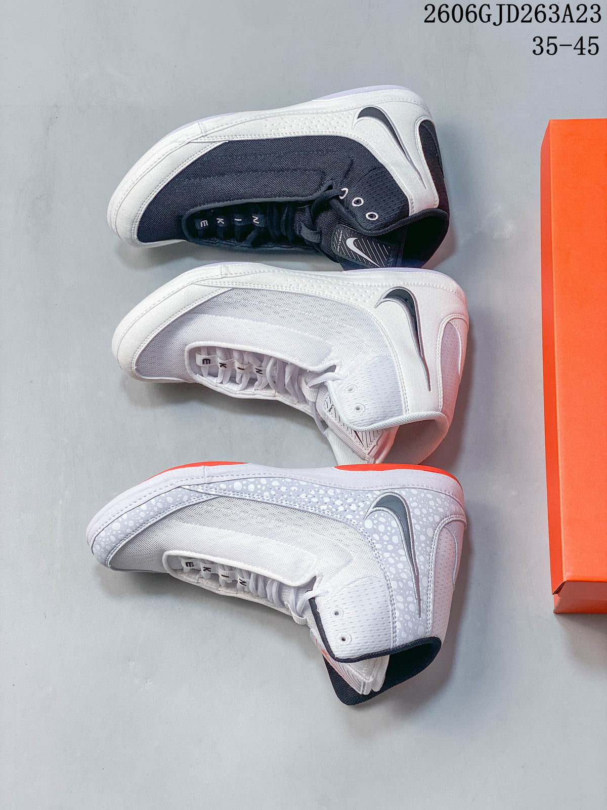 Nike Inflict 4 Wrestling Shoes, White and Dark Navy