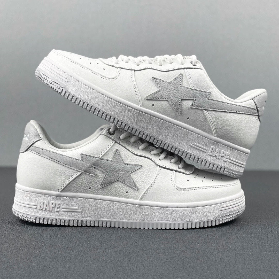 BAPE STA Low Sneakers in White and Grey