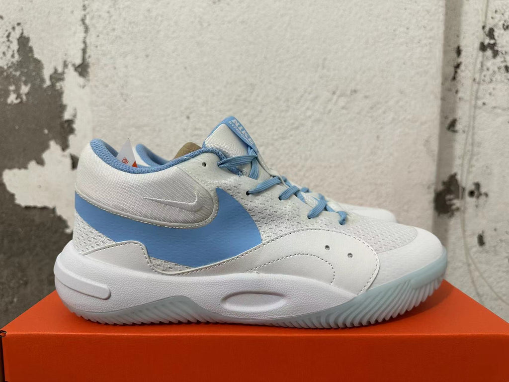 Nike White and Blue Basketball Shoes