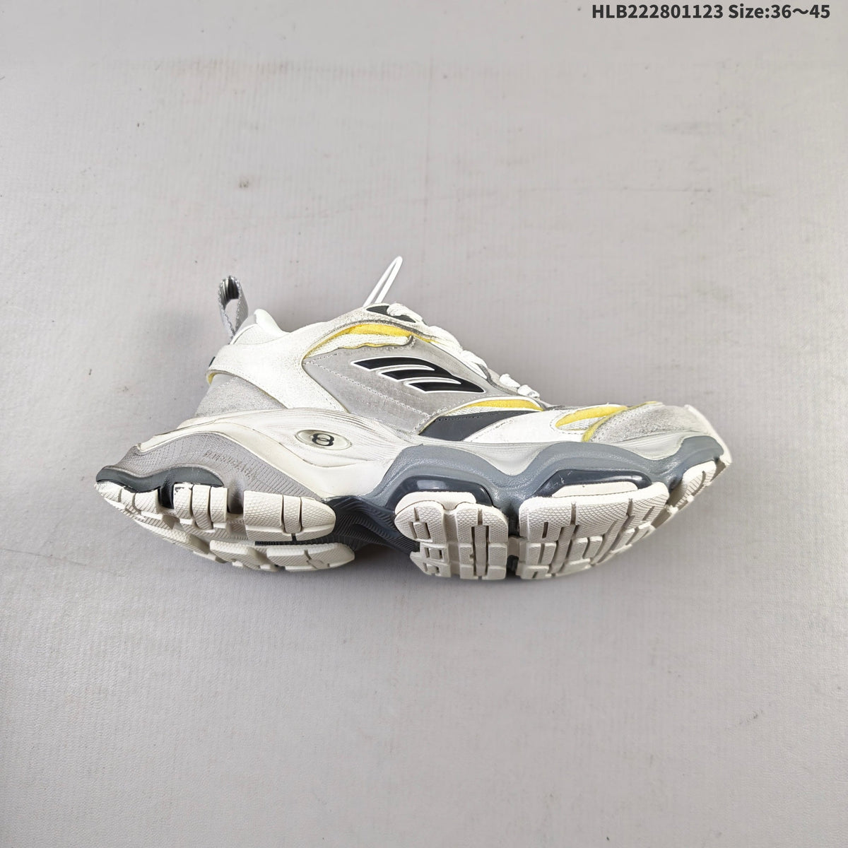 Balenciaga Monday Low-Top Sneakers in White, Gray and Yellow