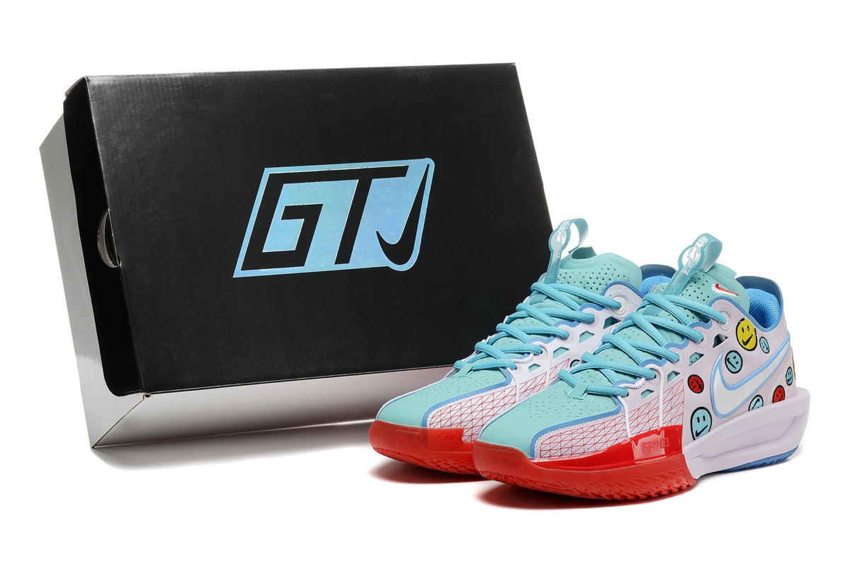 Nike GT Cut 3 Basketball Shoes Aqua Red Smiley
