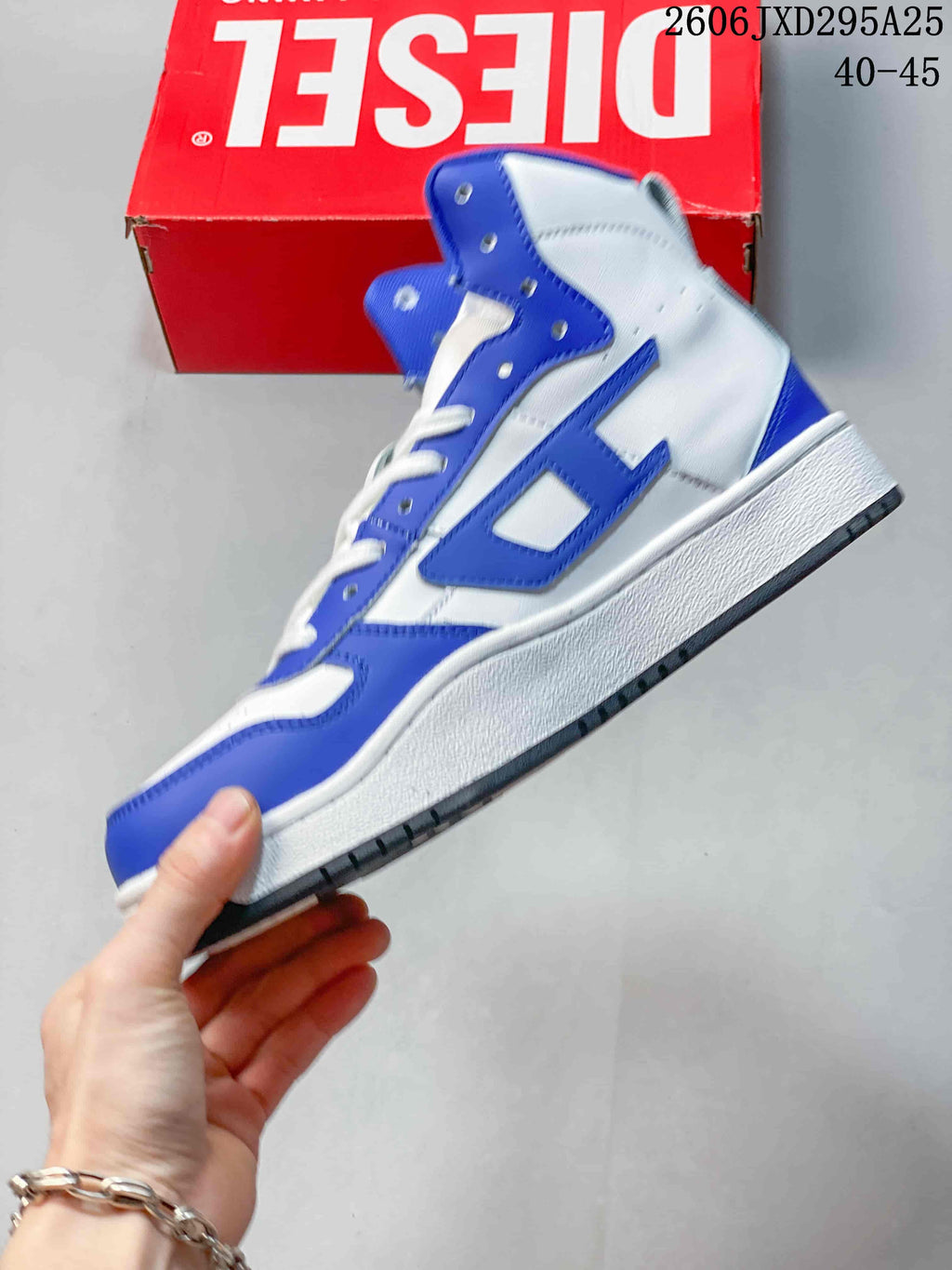 Diesel S-Ukiyo High-Top Sneakers White and Blue Y03363
