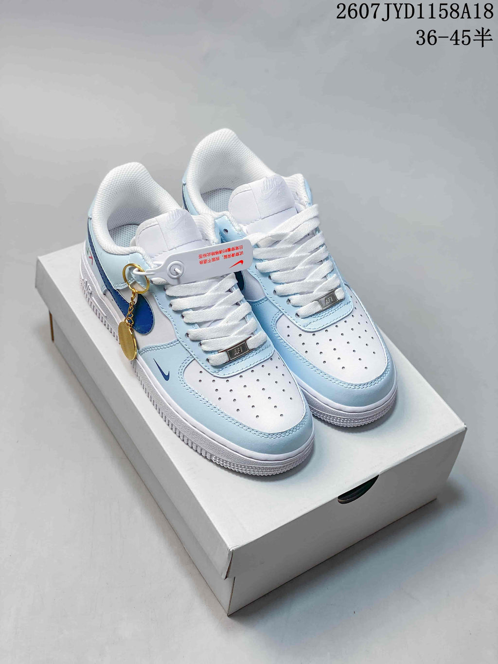 Nike Air Force 1 '07 Low Sneakers, White and Light Blue