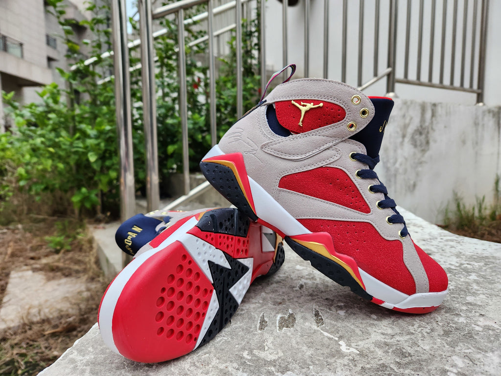 Trophy Room x Air Jordan 7 Sneakers in Grey, Red and Gold