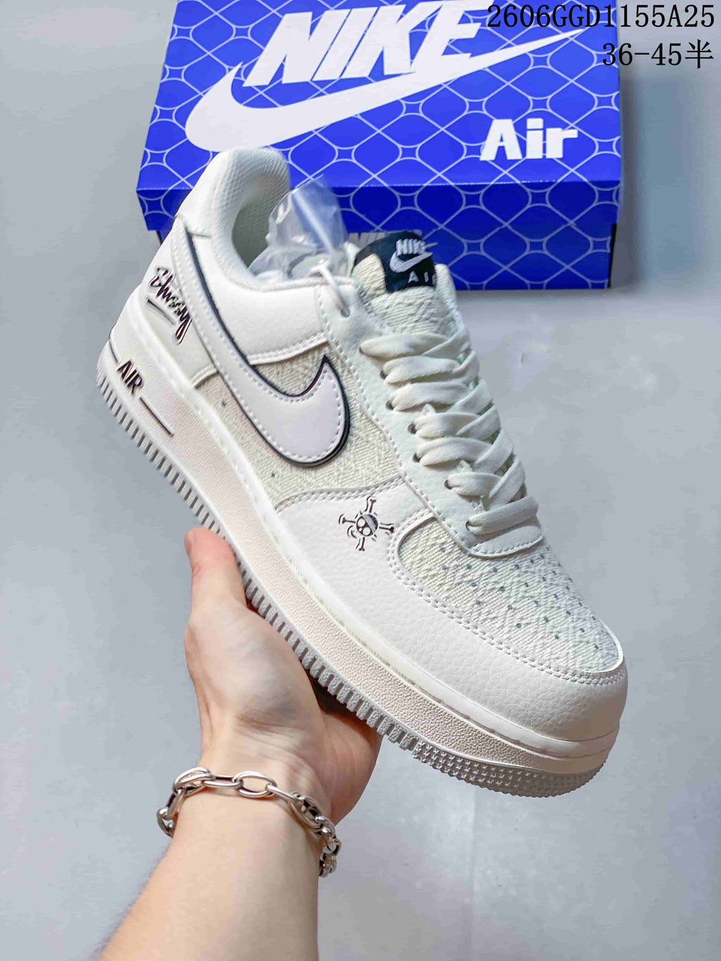 Nike Air Force 1 Off-White Sneakers with Stussy-Style Graphics