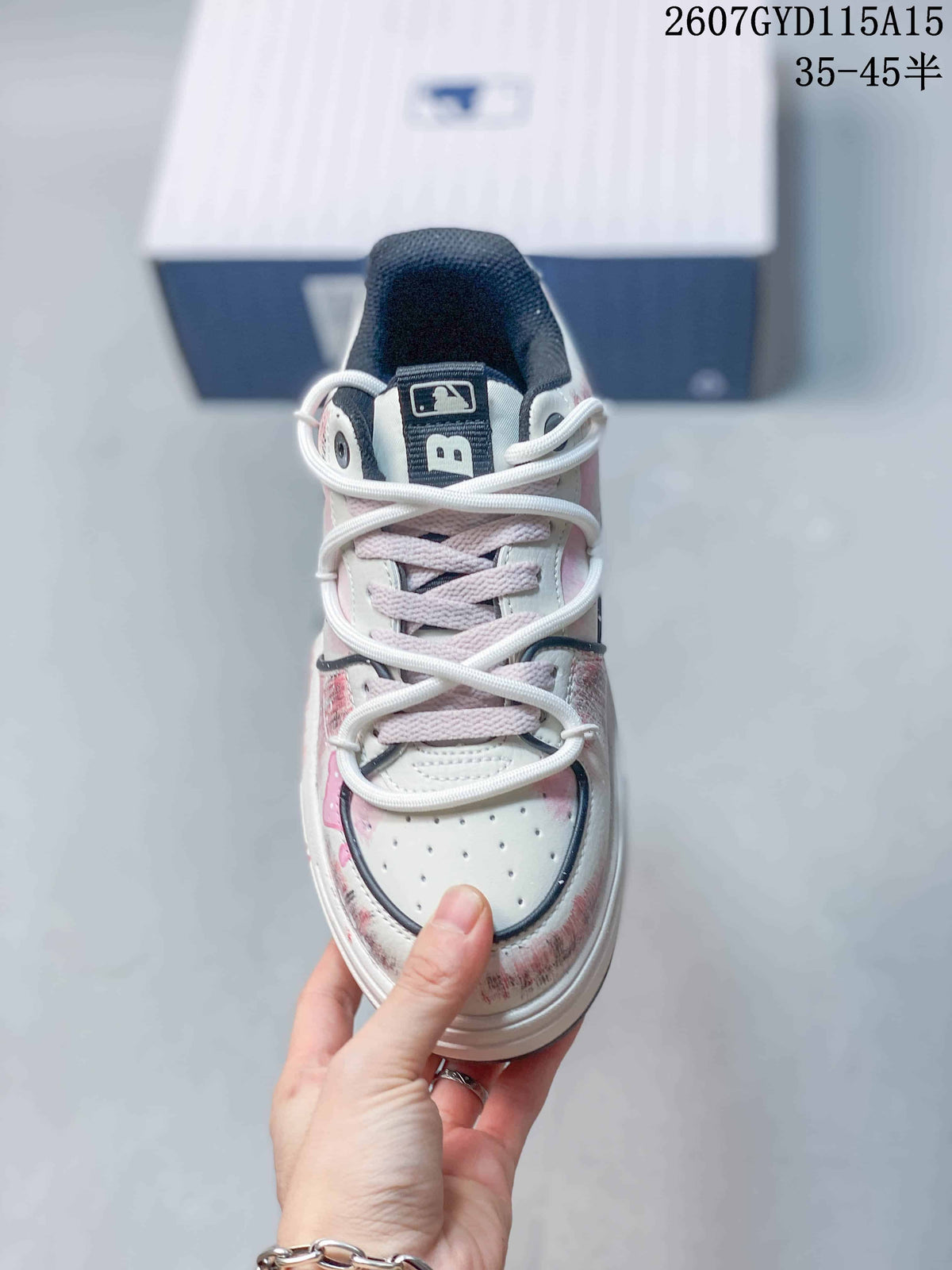 MLB NY Graffiti Platform Sneakers Pink White 3ASXCA12N
