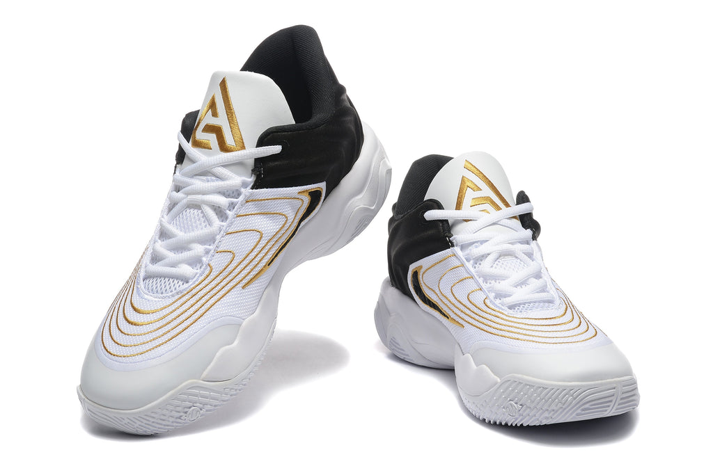 Nike Zoom Freak 5 Basketball Shoes White Black Gold