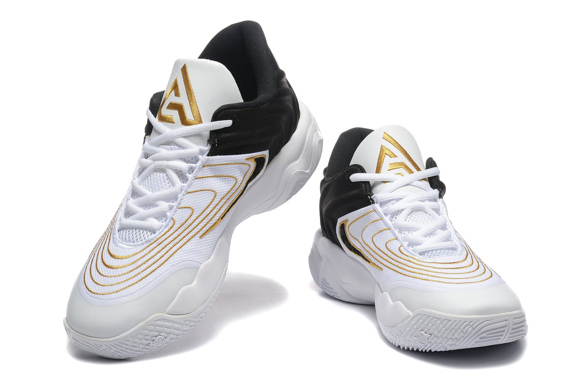 Nike Zoom Freak 5 Basketball Shoes White Black Gold
