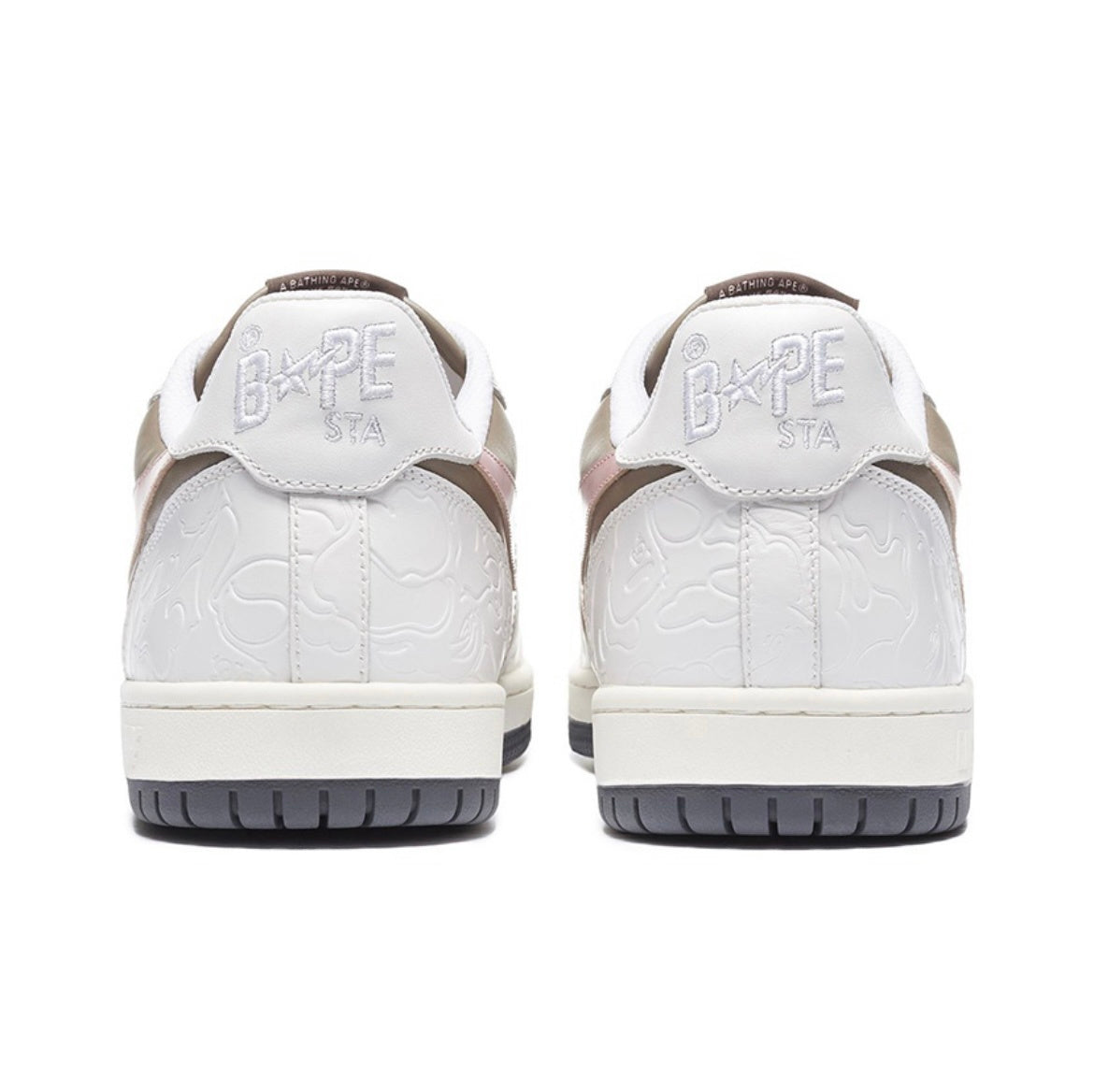 BAPE Sk8 Sta Low-Top Sneakers in White, Taupe and Pink