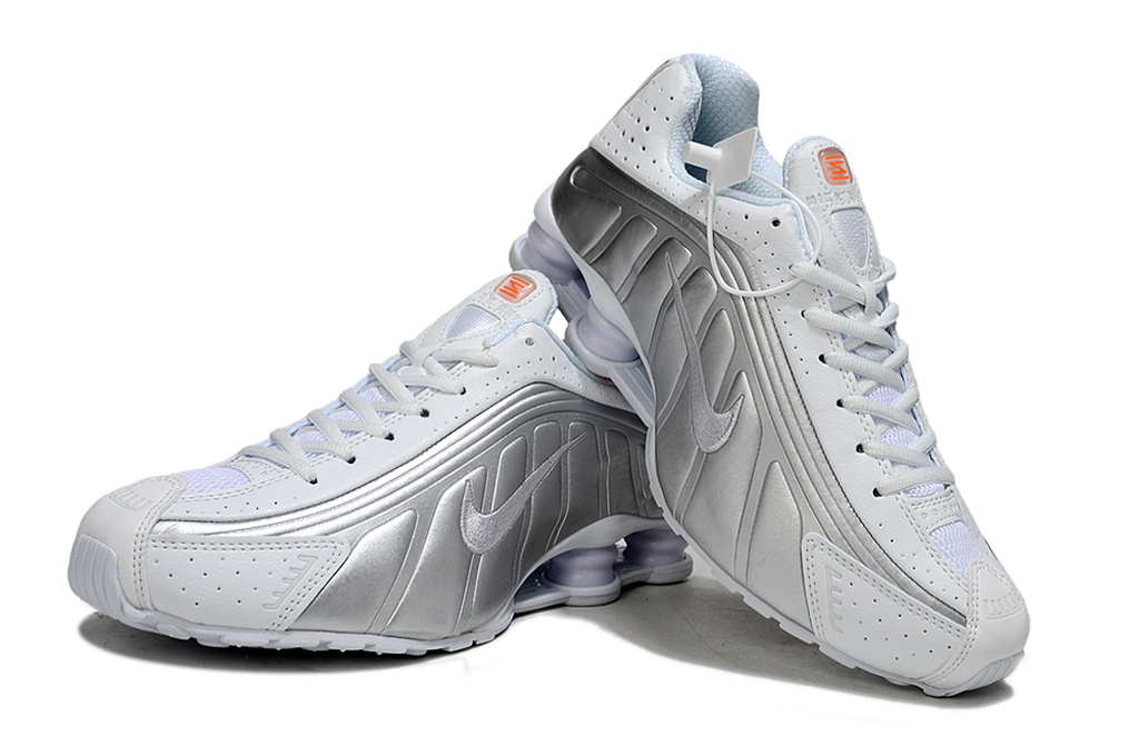 Nike Shox R4 White Silver Sneakers