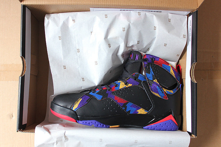 Air Jordan 7 Retro Black Colorful High-Top Sneakers