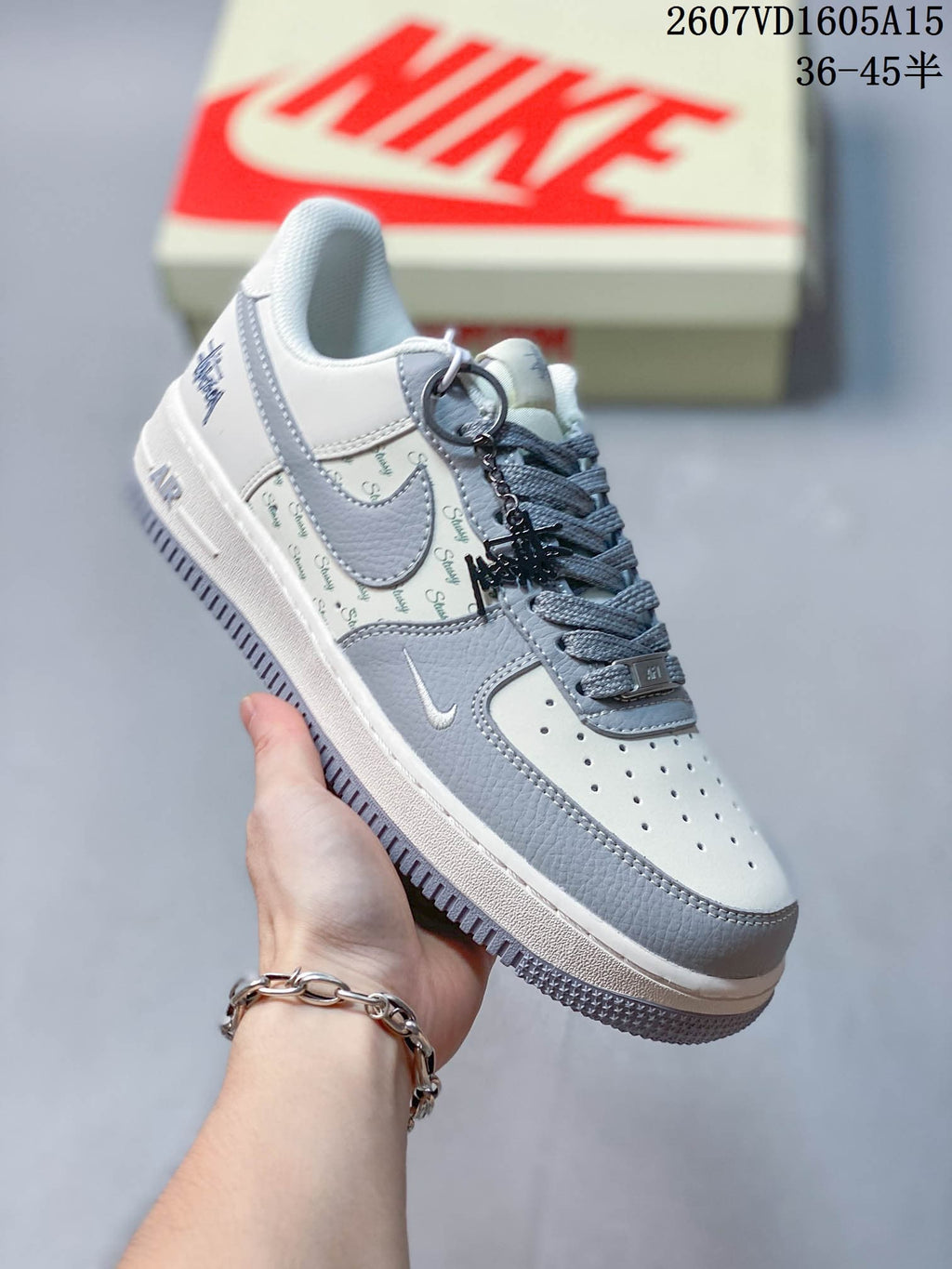 Nike Air Force 1 White Blue Custom Sneakers Style 2607VD1605A15