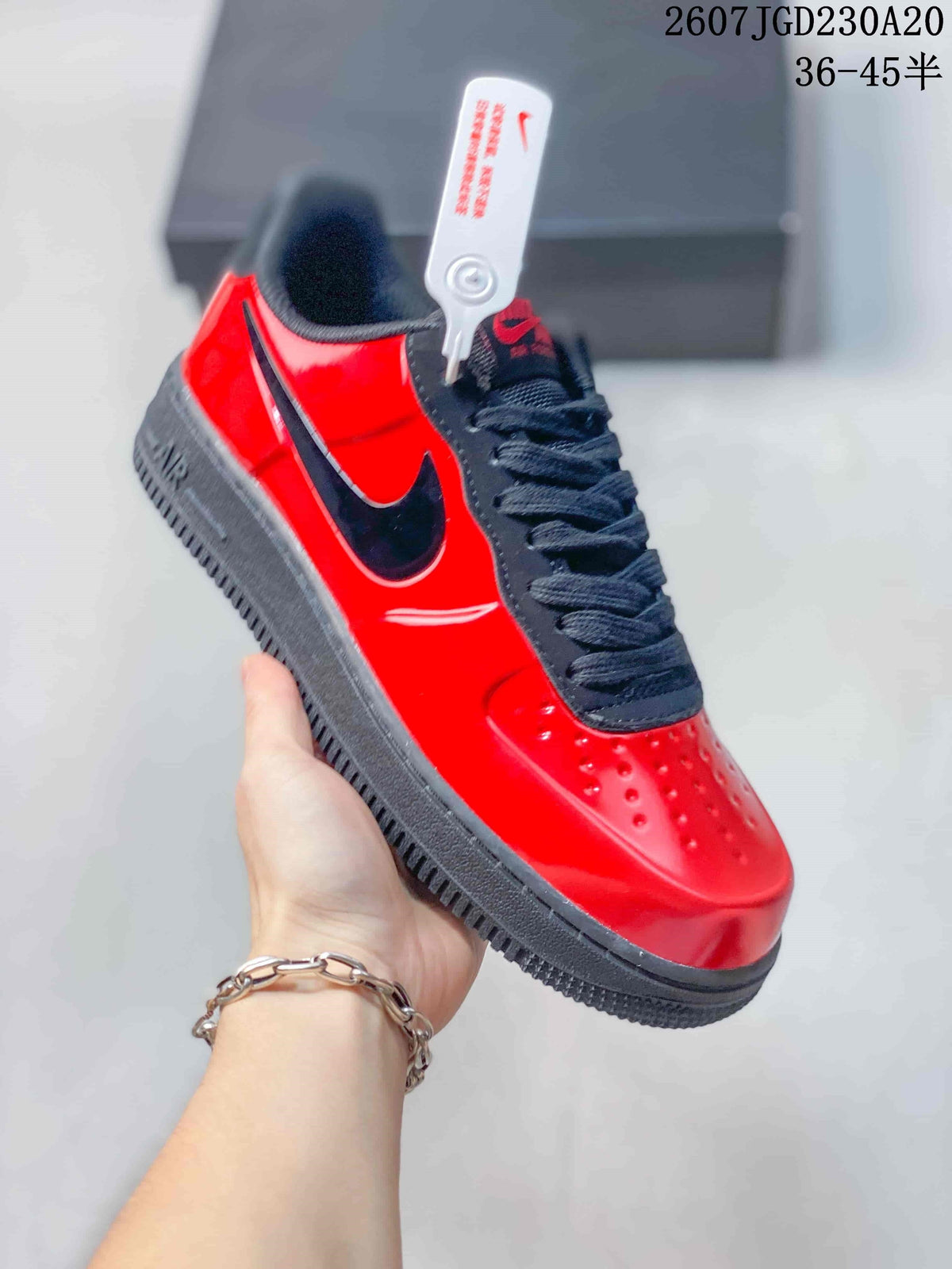 Nike Air Force 1 Low Red Black Patent Sneakers