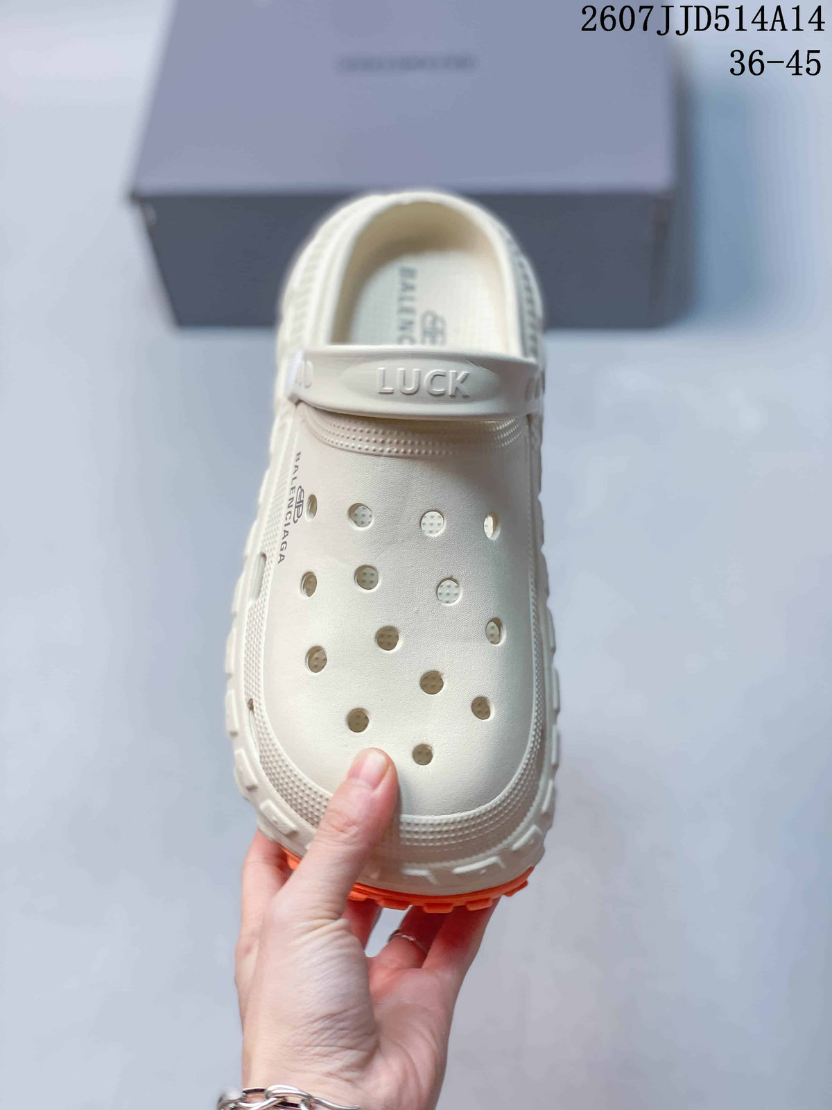 Balenciaga Tire Clog Sandals Off-White Orange 2607JJD514A14