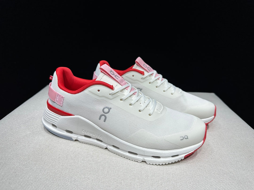 On Cloudnova Form 2 White and Red Sneakers