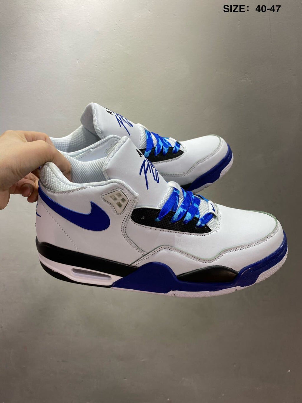 Nike Air Flight 89 Sneakers White and Royal Blue