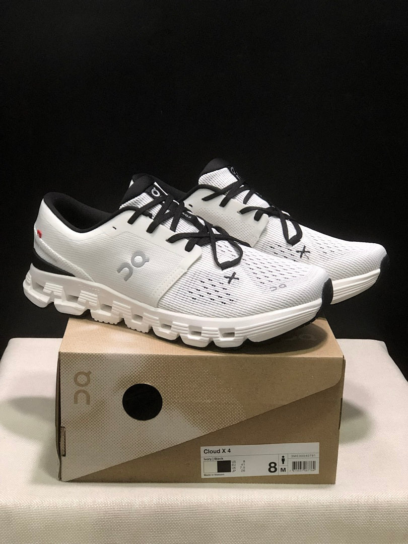 On Cloud X 4 Ivory and Black Sneakers