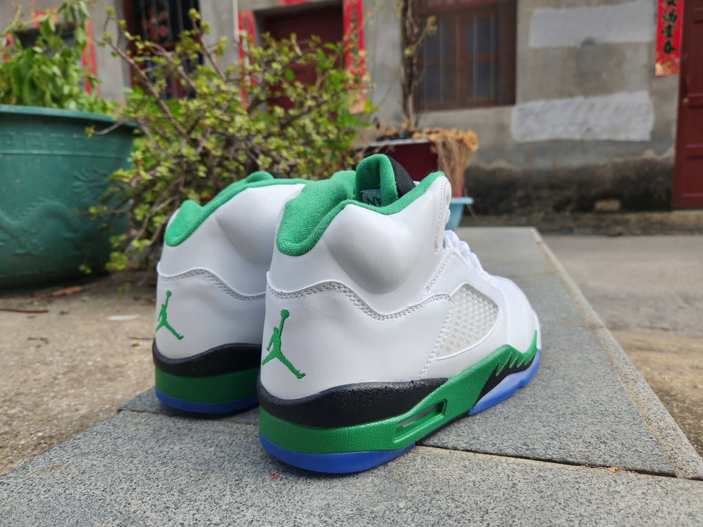 Jordan Air Jordan 5 White and Green High-Top Sneakers