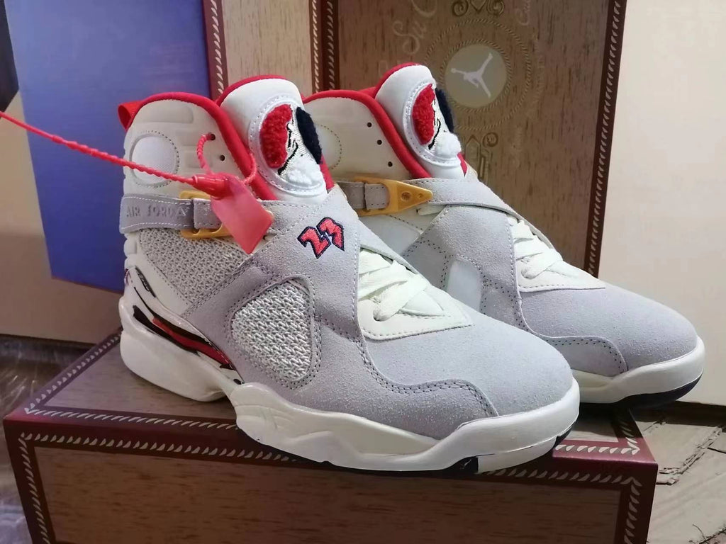 Jordan Air Jordan 8 White and Red High-Top Sneakers