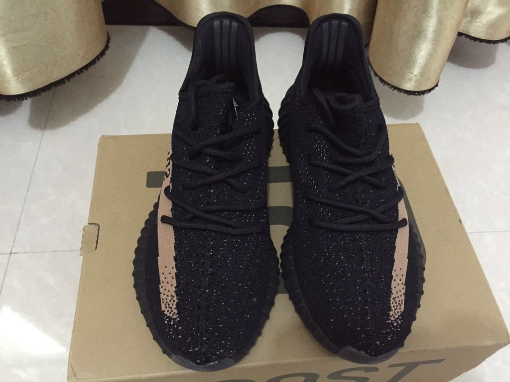 Yeezy 350 V2 Knit Sneakers in Black and Beige