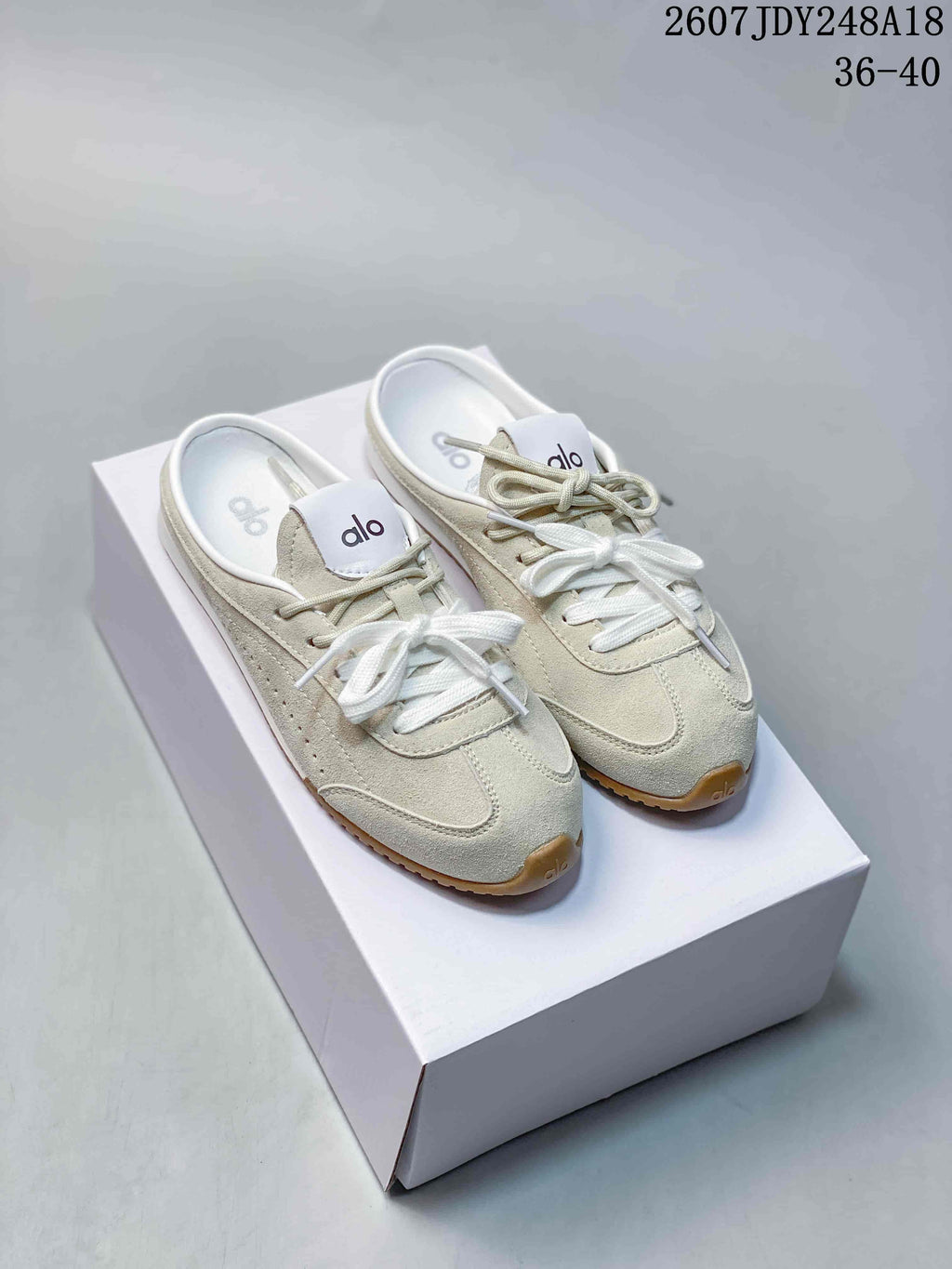alo Sunset Mule Sneakers in Pink, Navy and Cream