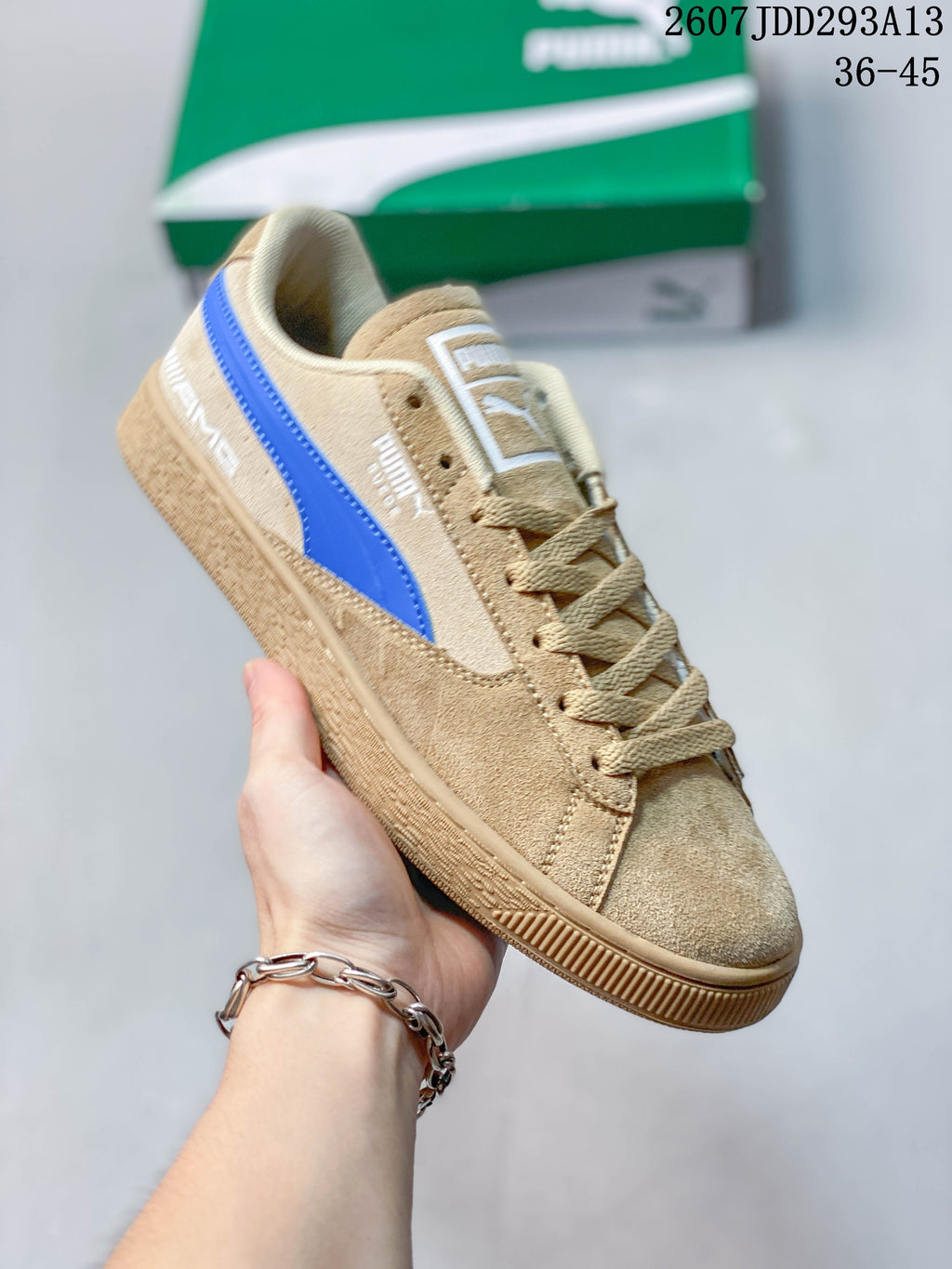 PUMA BMW MMS Suede XL Sneakers Tan and Blue 2607JDD293A13