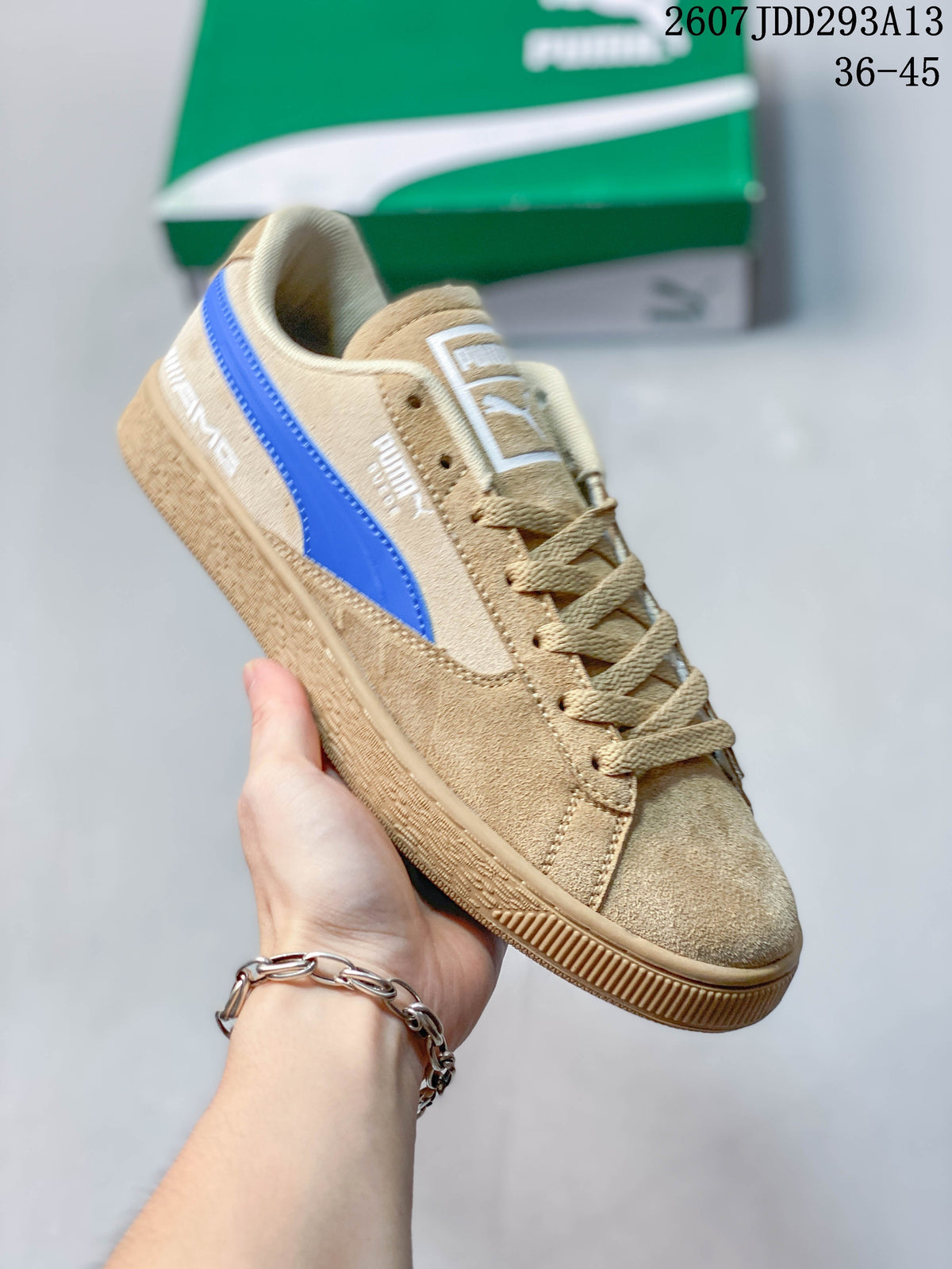 PUMA BMW MMS Suede XL Sneakers Tan and Blue 2607JDD293A13