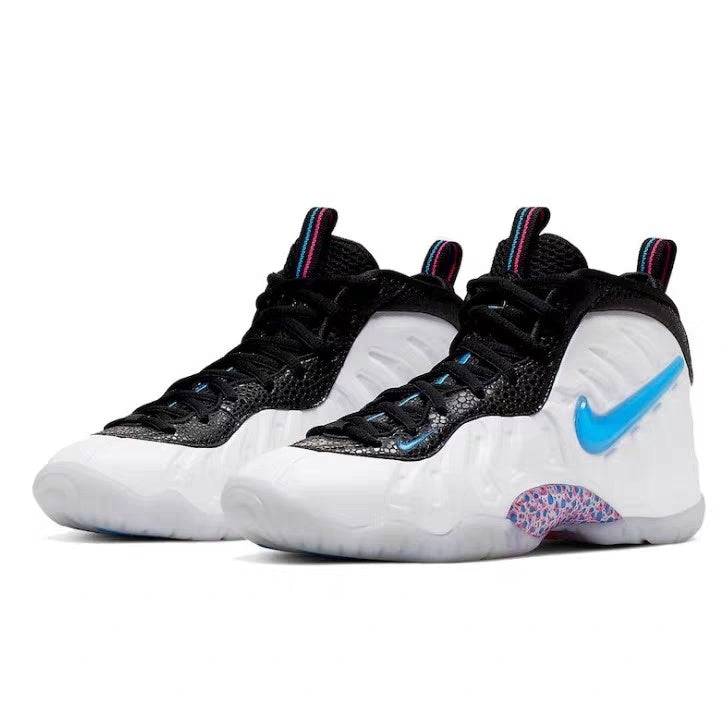 Nike Air Foamposite One White and Blue Basketball Shoes