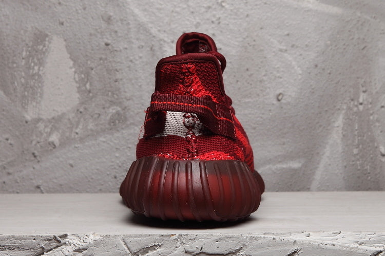 Yeezy 350 V2 Burgundy Zebra Knit Sneakers