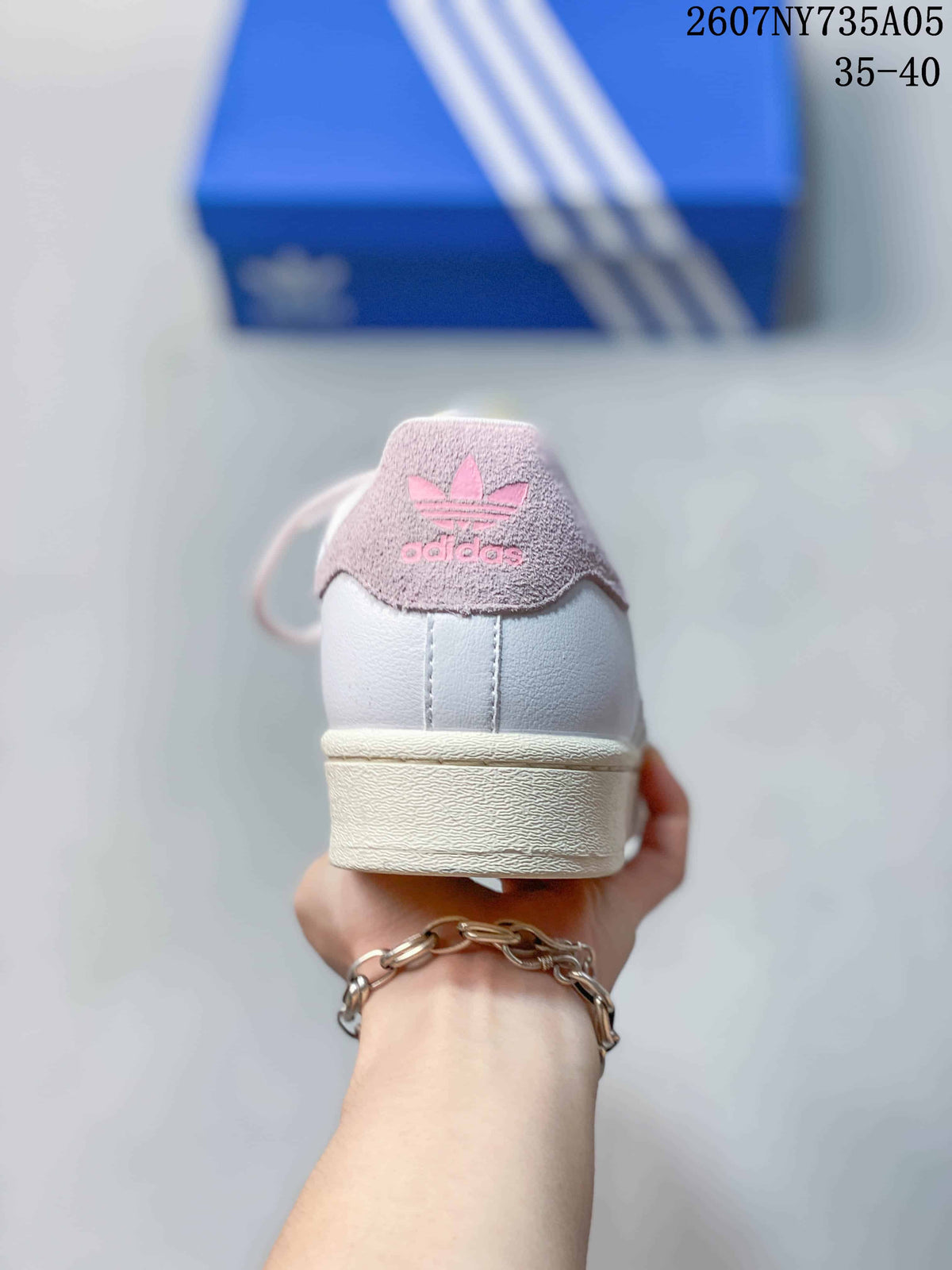 Adidas Superstar Custom White Sneakers with Pastel Laces