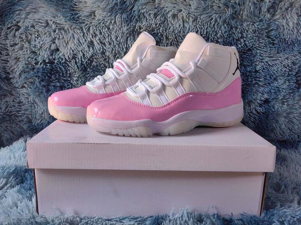 Jordan 11 Retro Pink and White High-Top Sneakers